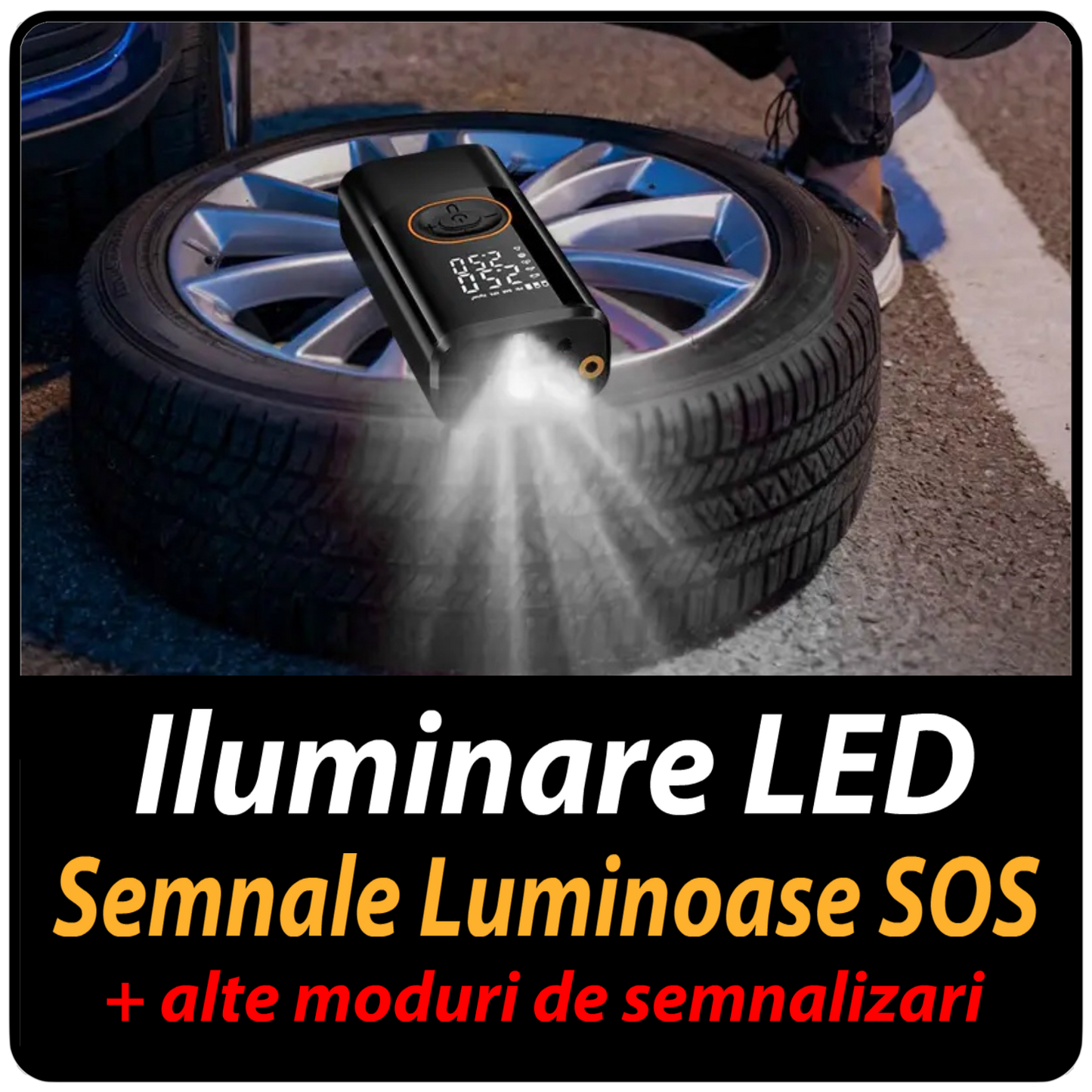 Umflanta Electrica Portabila cu Iluminare LED
