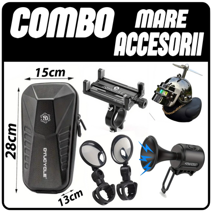 COMBO ACCESORI - MARE (Geanta , Ratusca , Claxon Electric , Suport Telefon Premium , ×2 Oglinzi)