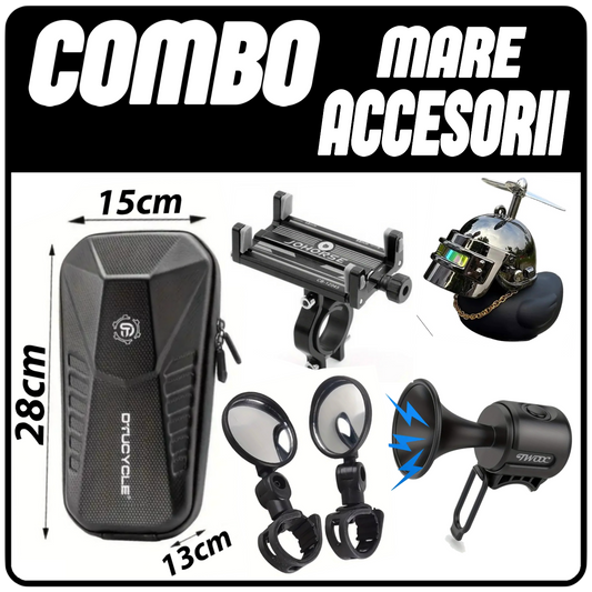 COMBO ACCESORI - MARE (Geanta , Ratusca , Claxon Electric , Suport Telefon Premium , ×2 Oglinzi)