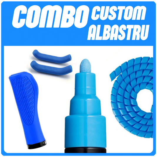 COMBO CUSTOM - ALBASTRU (Posca , Mansoane , Cablu Fire , Protectie Frana)