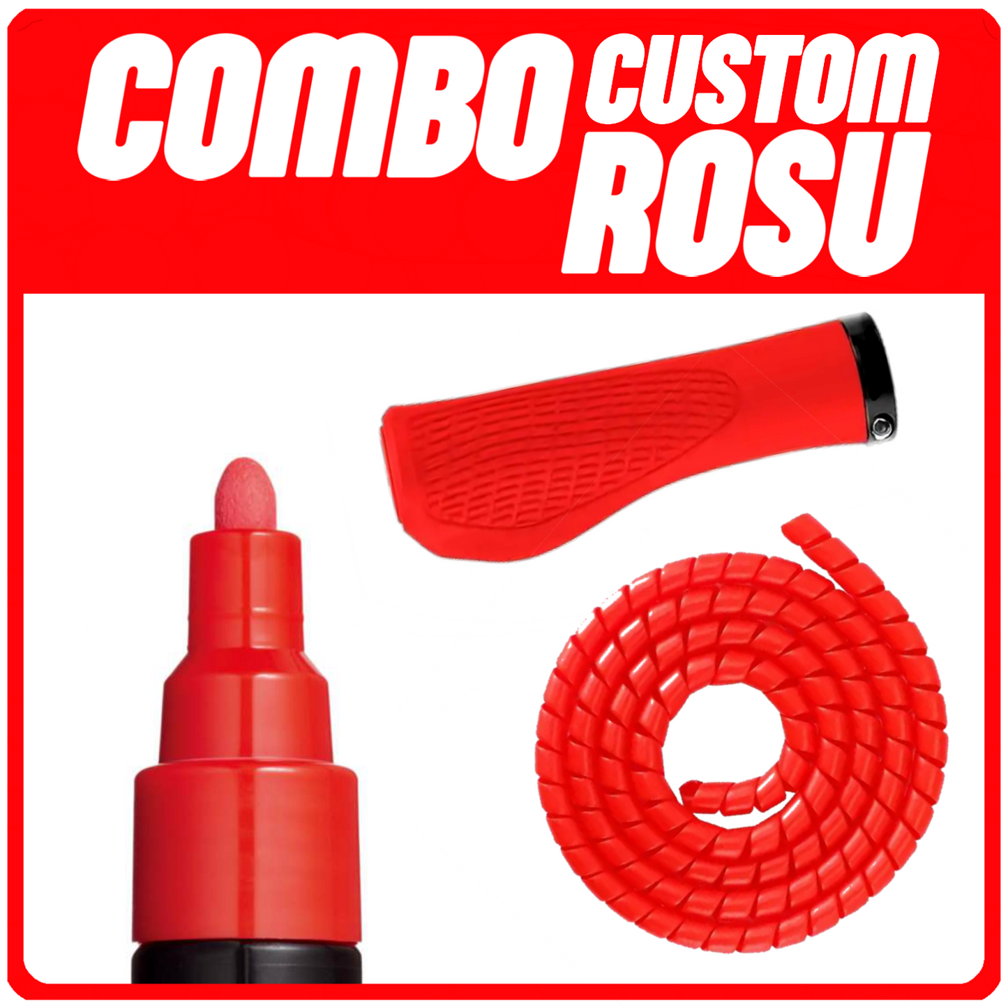 COMBO CUSTOM - ROSU (Posca , Mansoane , Cablu Fire)