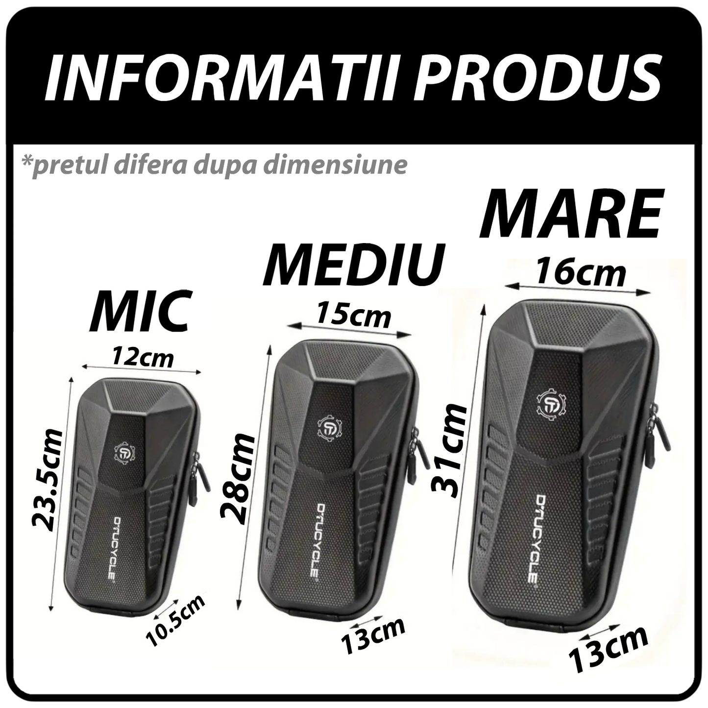 COMBO ACCESORI - MEDIU (Geanta , Suport Telefon Premium , ×2 Oglinzi)