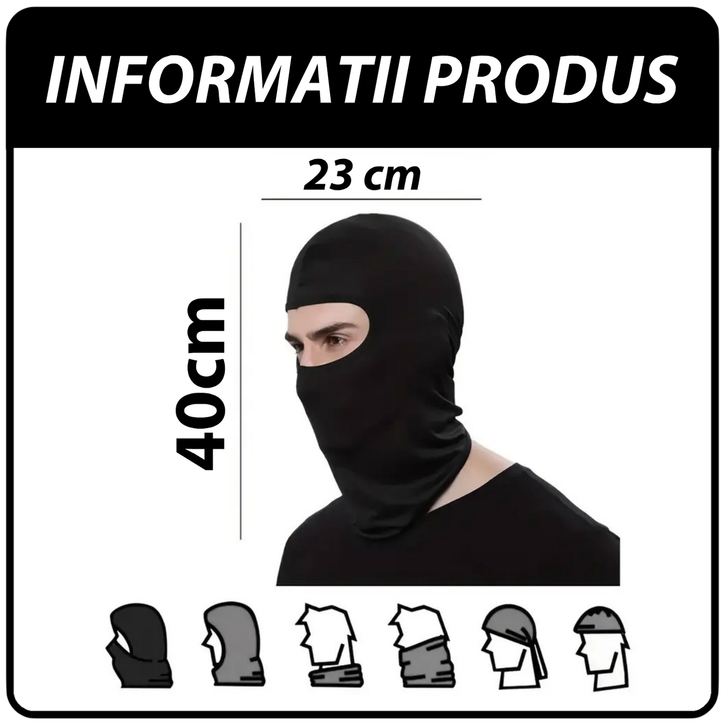 COMBO PROTECTII - NEGRU (Casca Enduro , Manusi , Cagula)