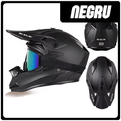 COMBO PROTECTII - NEGRU (Casca Enduro , Manusi , Cagula)