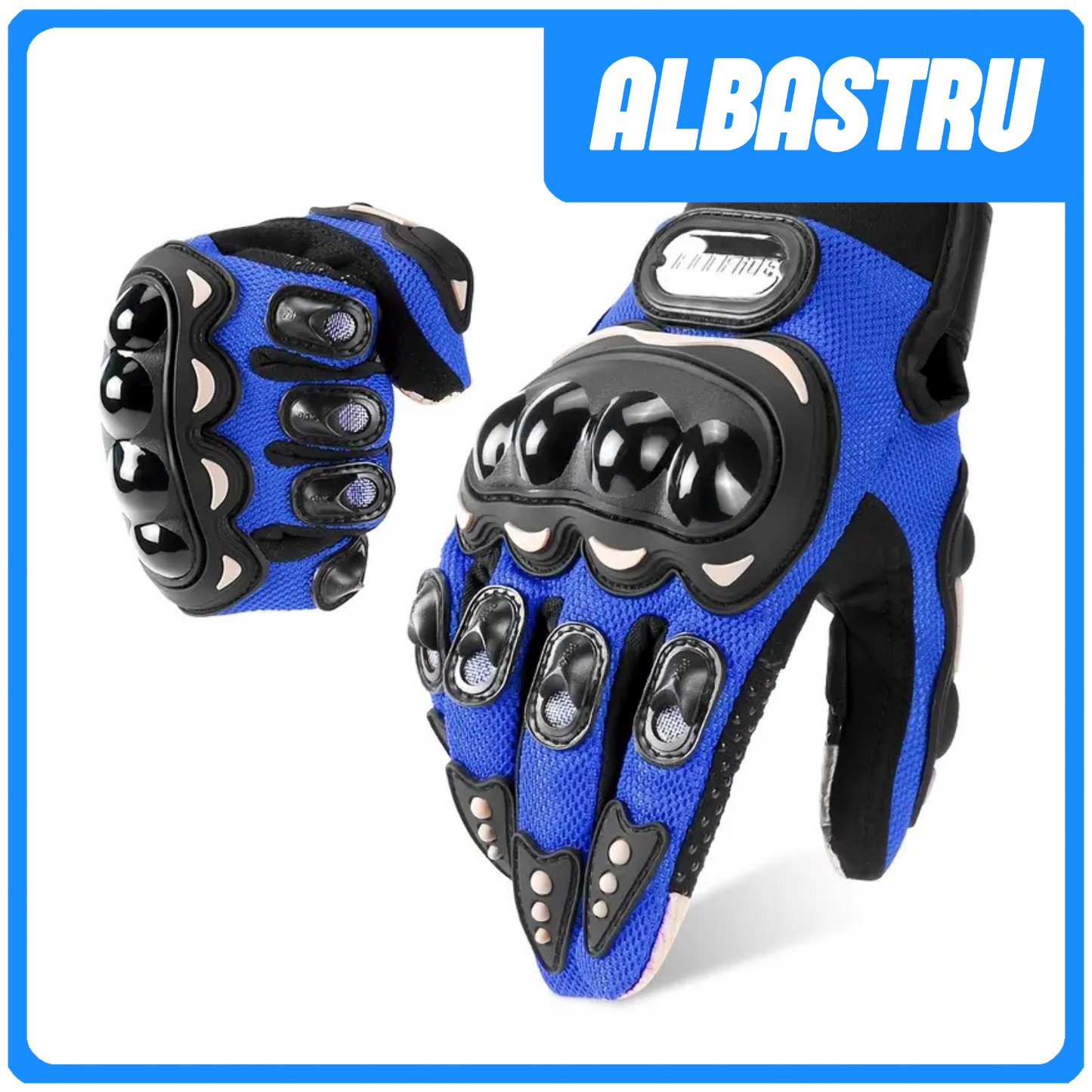 COMBO PROTECTII - ALBASTRU (Casca Enduro , Manusi , Cagula )